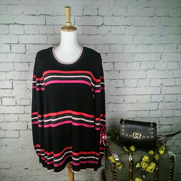 Democracy Sweaters - NWT Democracy striped sweater w/ flower detail